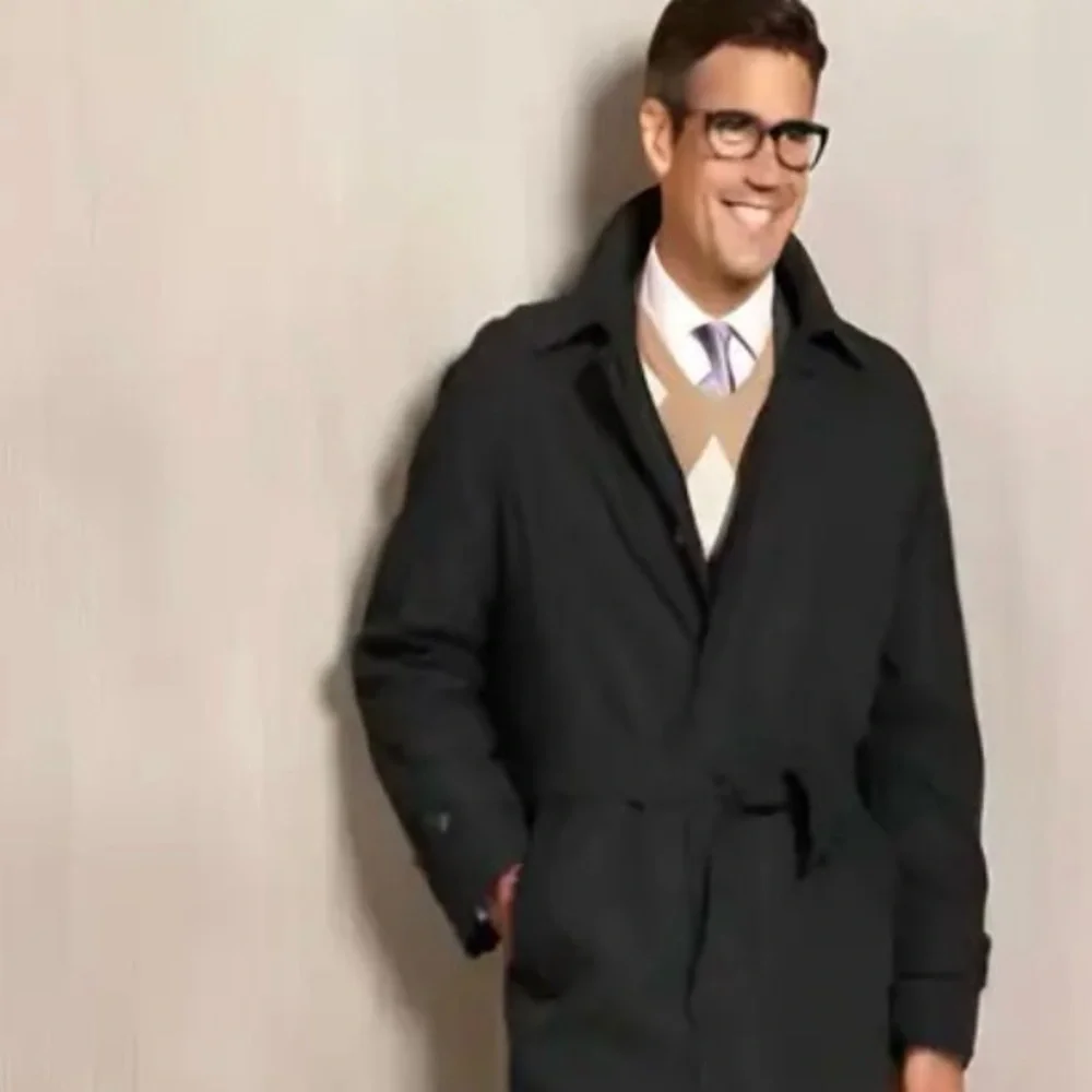 Lauren‎ Ralph Lauren Men’s Black Tie Belted Trench Coat Size 48